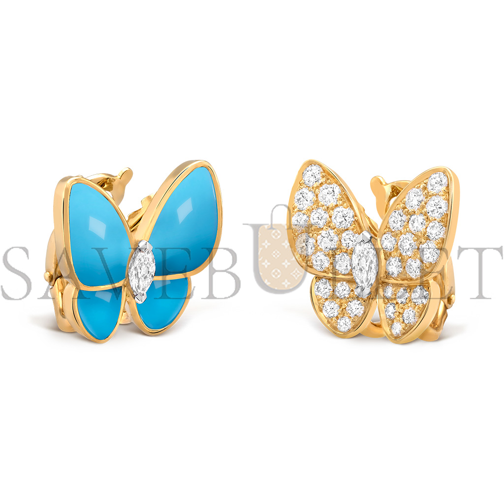 v*n cl*f arpels two butterfly earrings - yellow gold, Di*m*nd, turquoise  vcarp7us00